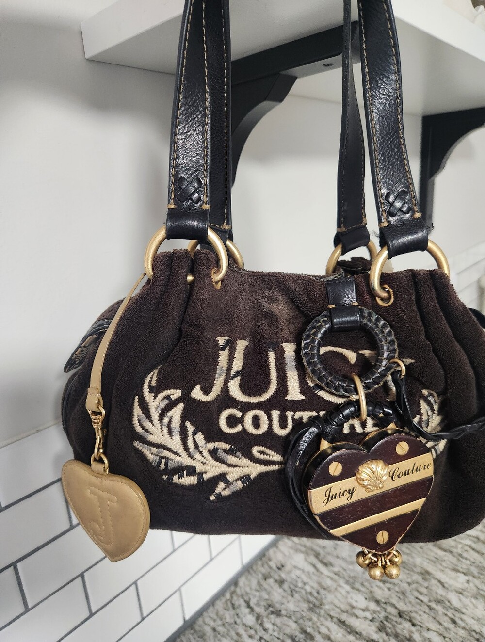Y2k Era Juicy Couture Brown Velour Shoulder Bag